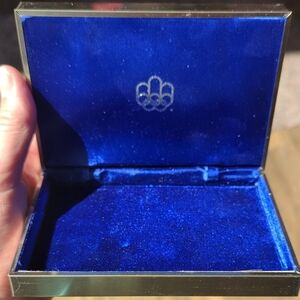 Montreal Olympics Silver and Blue Stamp Boxes